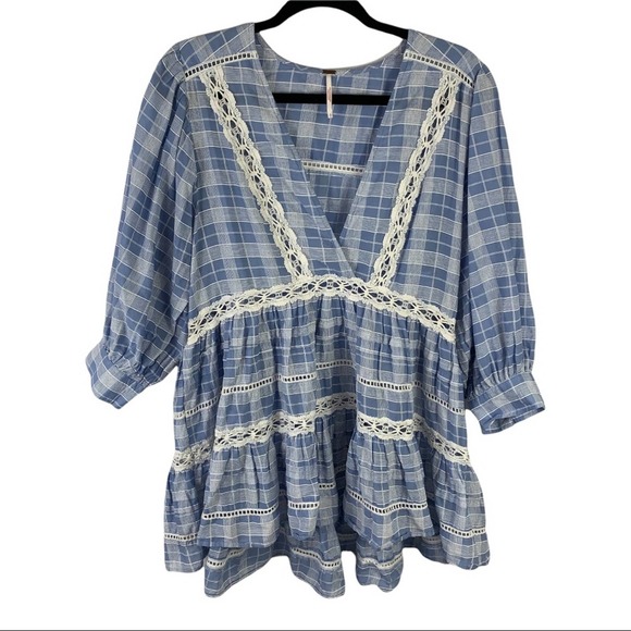 Free People Time Out Lace Trim Tunic Top sz S - Picture 6 of 6